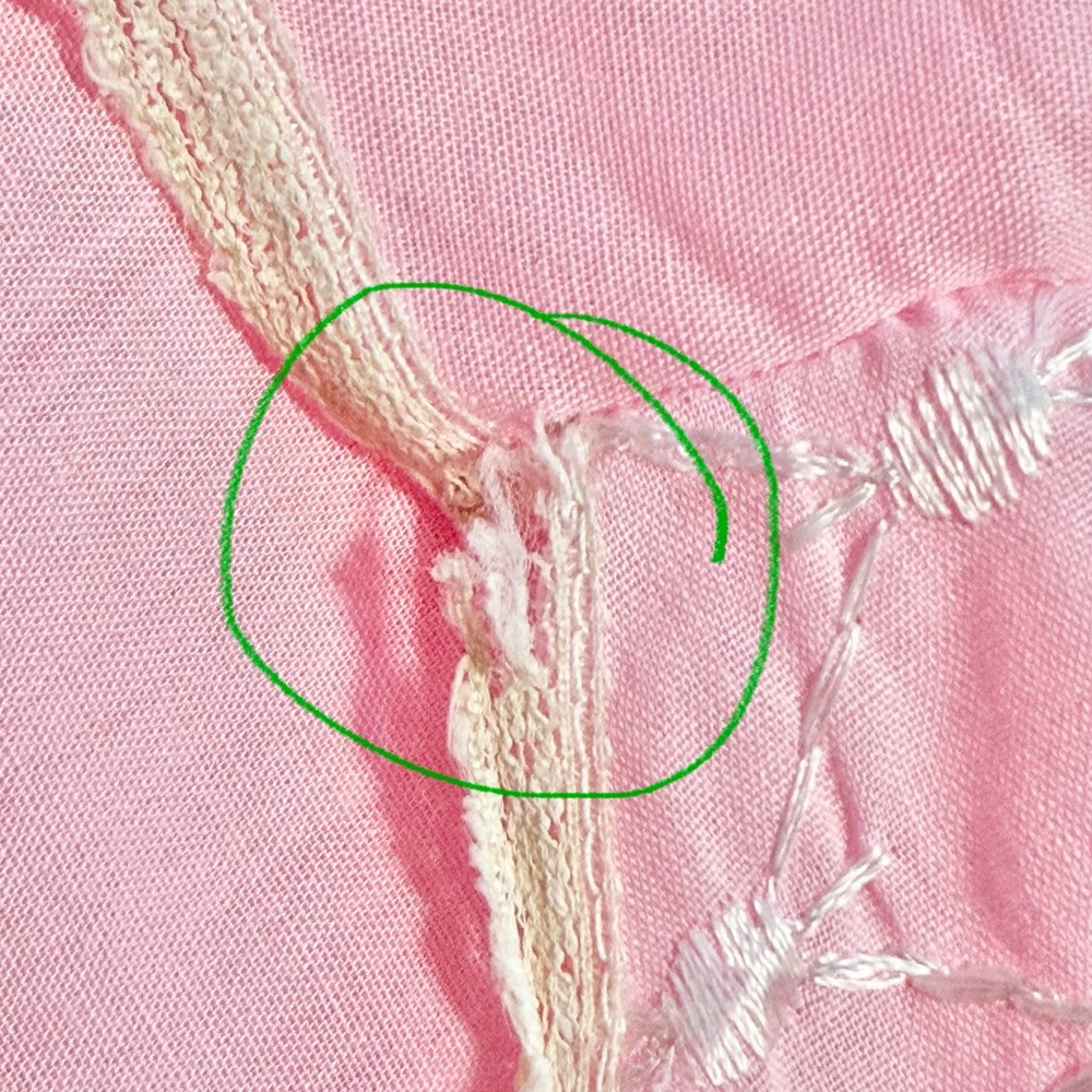 VINTAGE embroidered cotton nightgown shift midi pink floral‎ sleeveless lace 60s - Picture 11 of 12